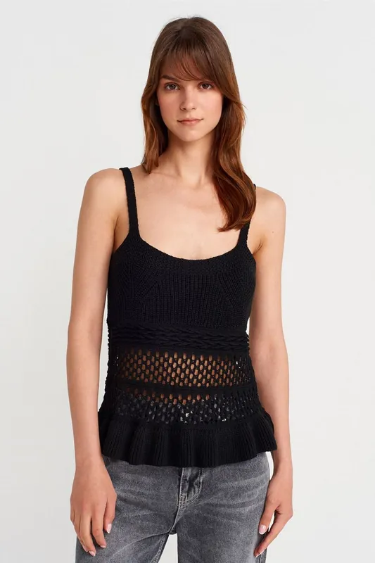 Fitted Ribbed Knit Cami Blouse - Dilvin