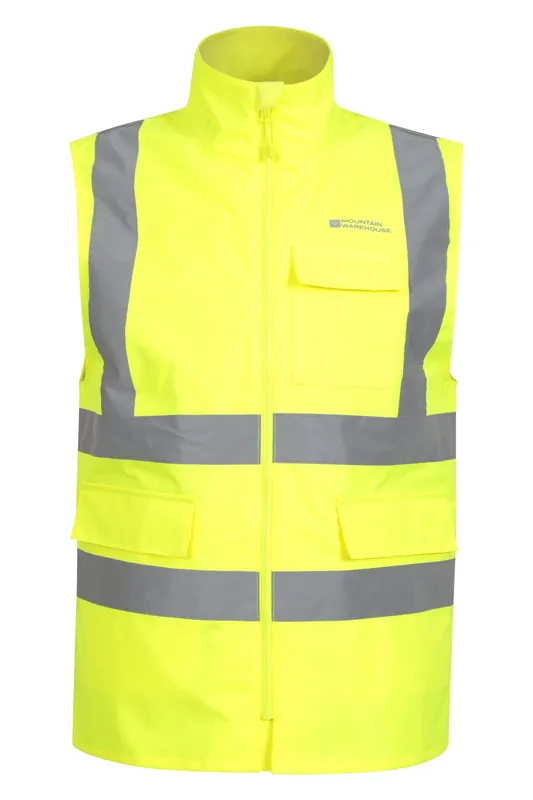 Lightweight Waterproof Sleeveless Hi-Vis Zipped Workwear Gilet