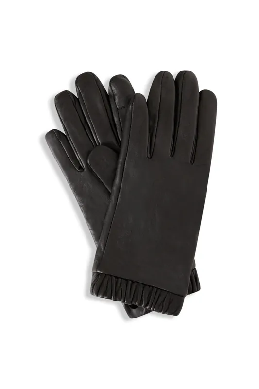 Black Real Leather Gloves - Barneys Originals