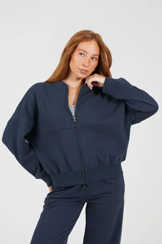 Zip Through Bomber Style Sweatshirt - Brave Soul