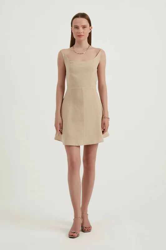 Square Neck Backless Mini Dress - Hiccup