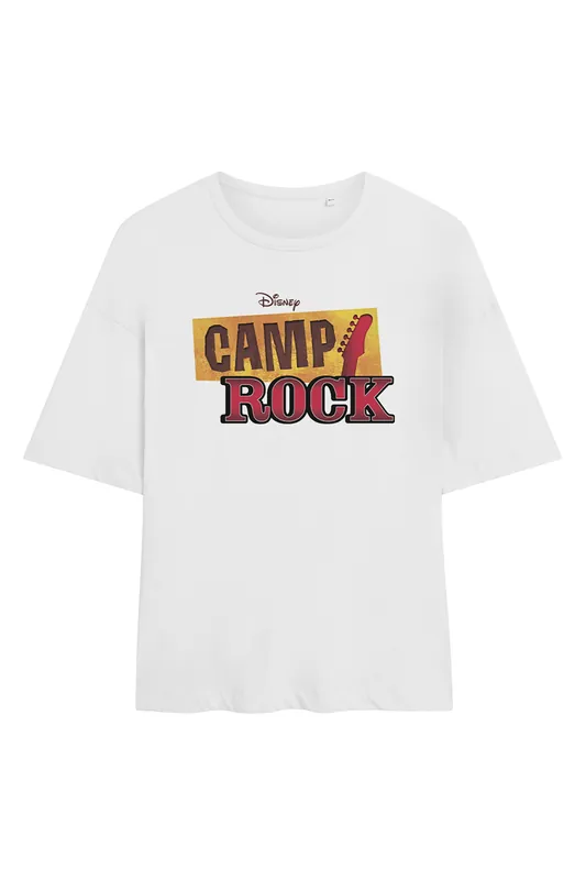 Camp Rock Classic Logo Oversized T Shirt, White - Disney