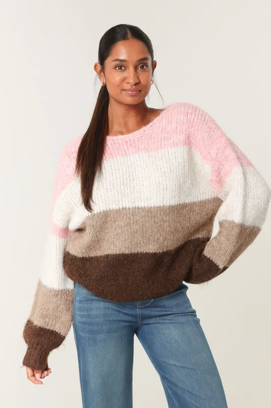 Pink Multi Stripe Knit Jumper - Blue Vanilla