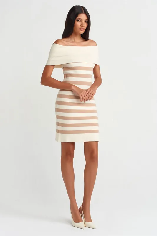 Striped Ribbed Bodycon Mini Dress - Dilvin