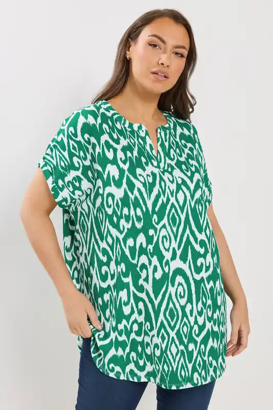 Textured Swirl Notch Neck Top - Yours