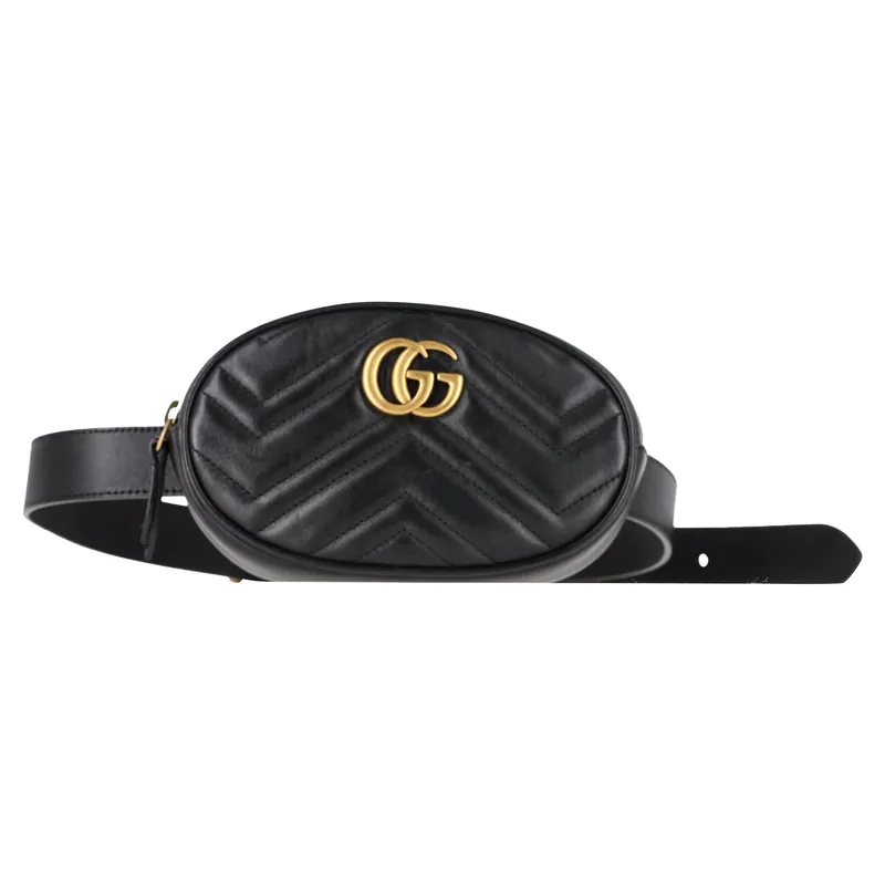 Preloved Matelasse GG Marmont Belt Bag in Black Leather - Gucci