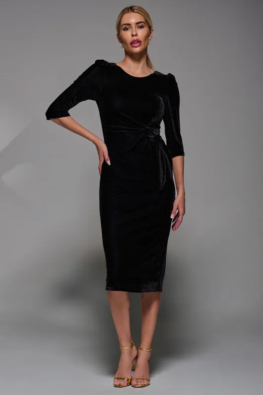 Side Tie Velvet Bodycon Dress - Jolie Moi