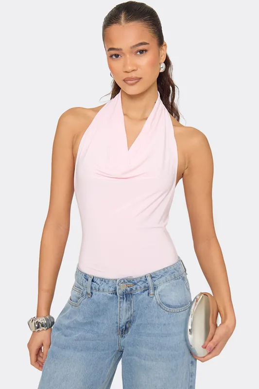 Sleeveless Halter Neck Slinky Bodysuit - EGO