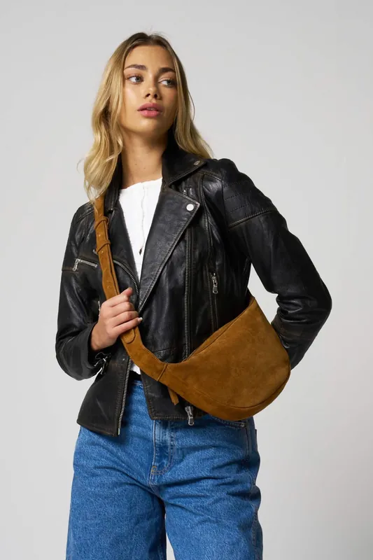 Tan Suede Crossbody Bag - Barneys Originals
