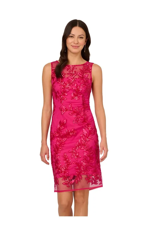 Sequin Leaf Sheath Dress - Adrianna Papell