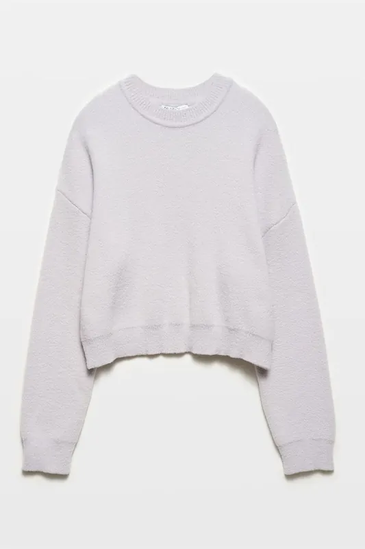 Women's Solid Relaxed Crew Neck Sweater - Dilvin