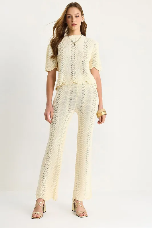 Striped Knitwear Long High Waist Two-Piece Set