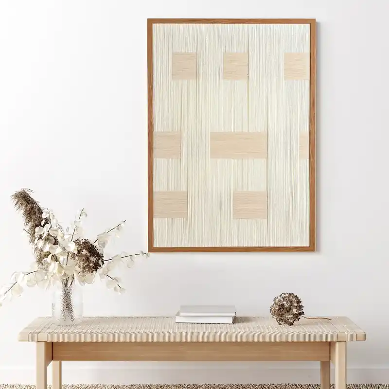 Geometric Textured Woven Thread Wall Art Picture 50cm x 70cm - Hestia