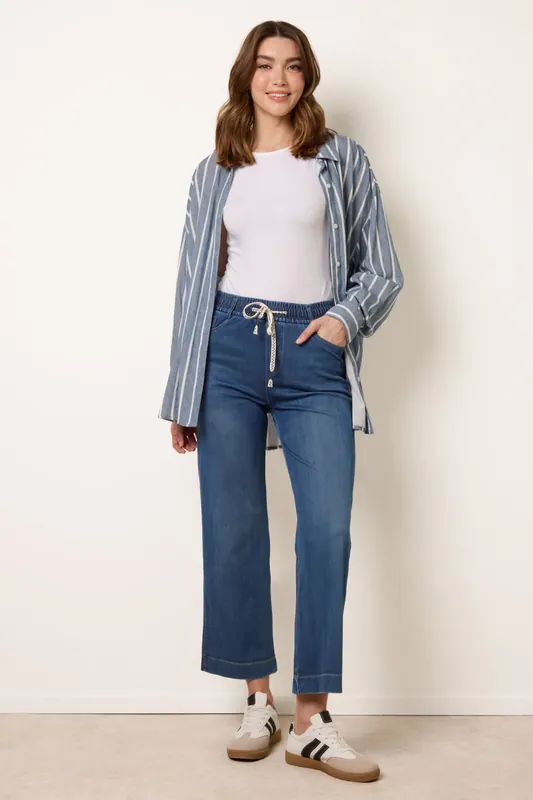 Blue Elasticated Waist Jeans - Blue Vanilla