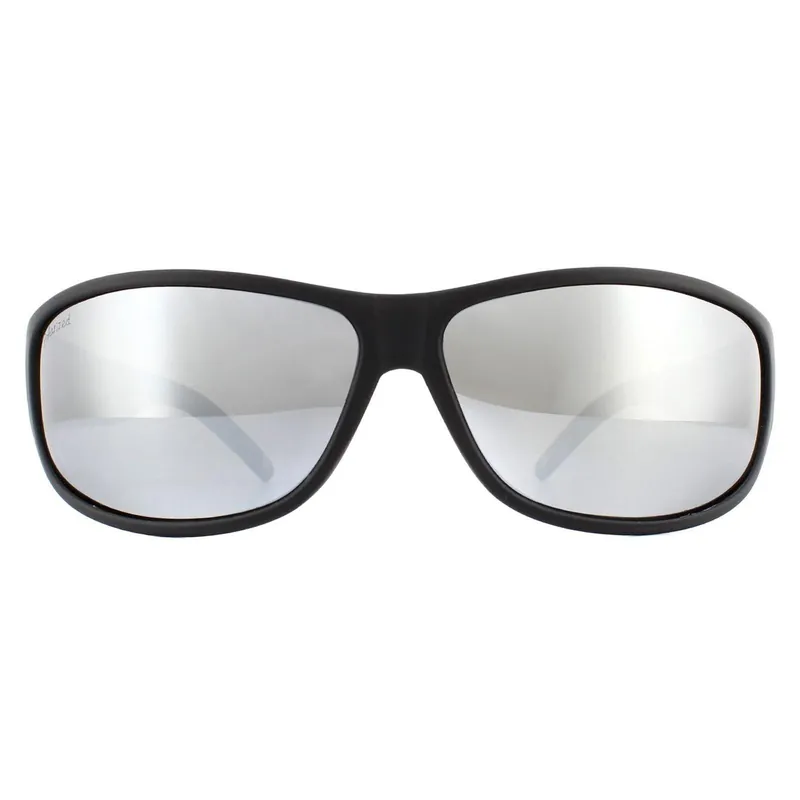 Wrap Black Rubber Silver Mirror Polarized Sunglasses - montana