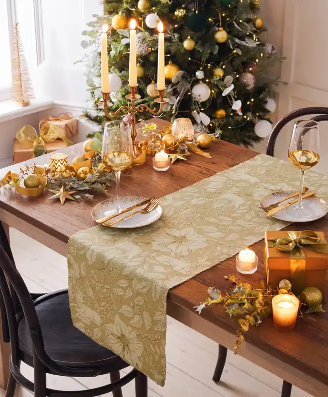 Gold Stag Washable Festive Table Runner - Paoletti