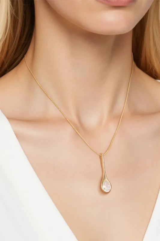 Elegant Teardrop Pendant Necklace with Sparkling Zircon - MODISHION