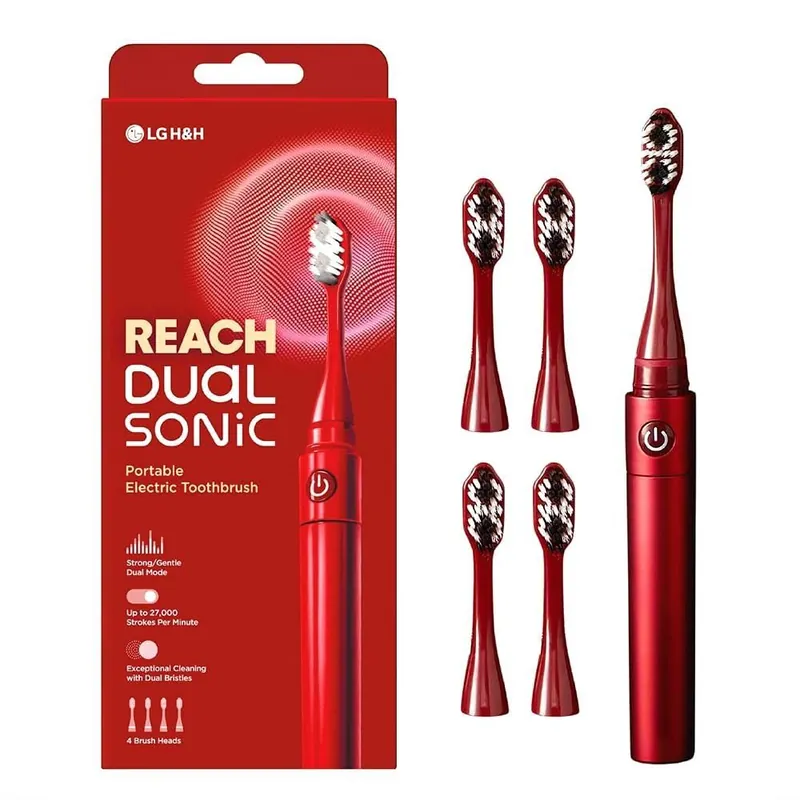 Reach Dual Sonic Toothbrush includes 4 Toothbrush Heads 27000 VPM Red - LG