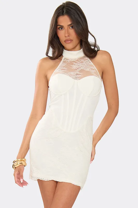 Sleeveless Lace Mini Dress - EGO