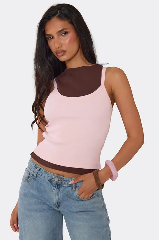 Strappy Scoop Neck Ribbed Vest - EGO