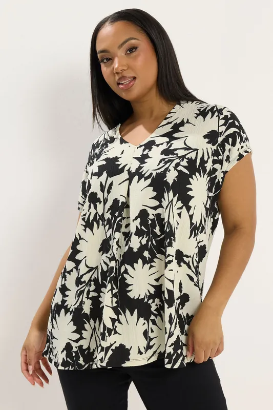 Floral V-Neck Textured Top