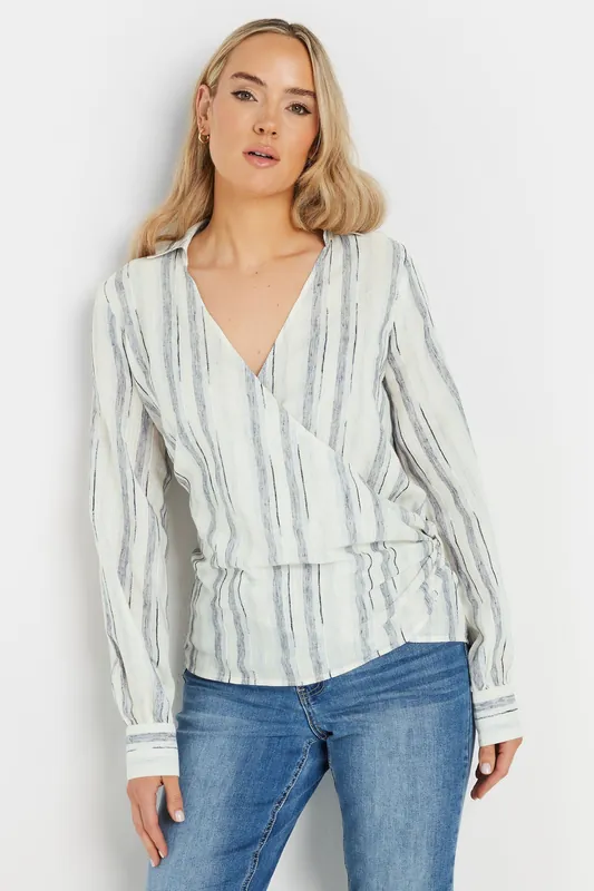 Tall Woven Stripe Wrap Shirt - Long Tall Sally