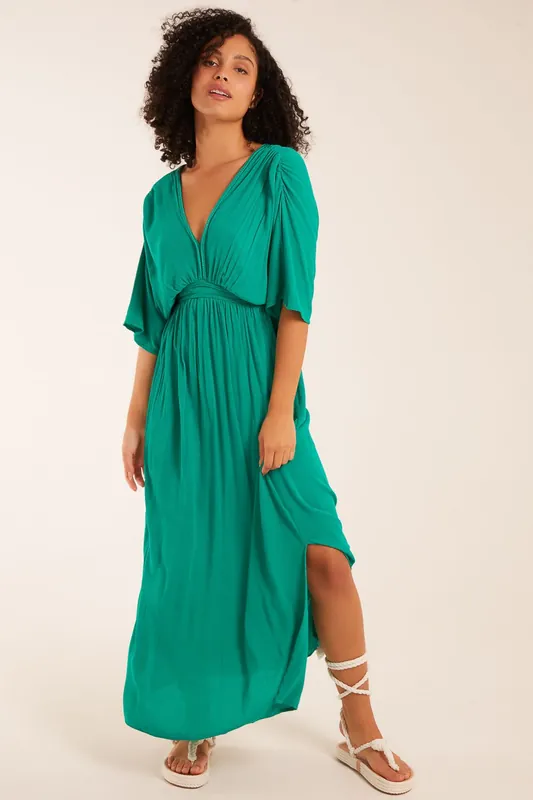 Rope Detail Batwing Midi Dress - Blue Vanilla