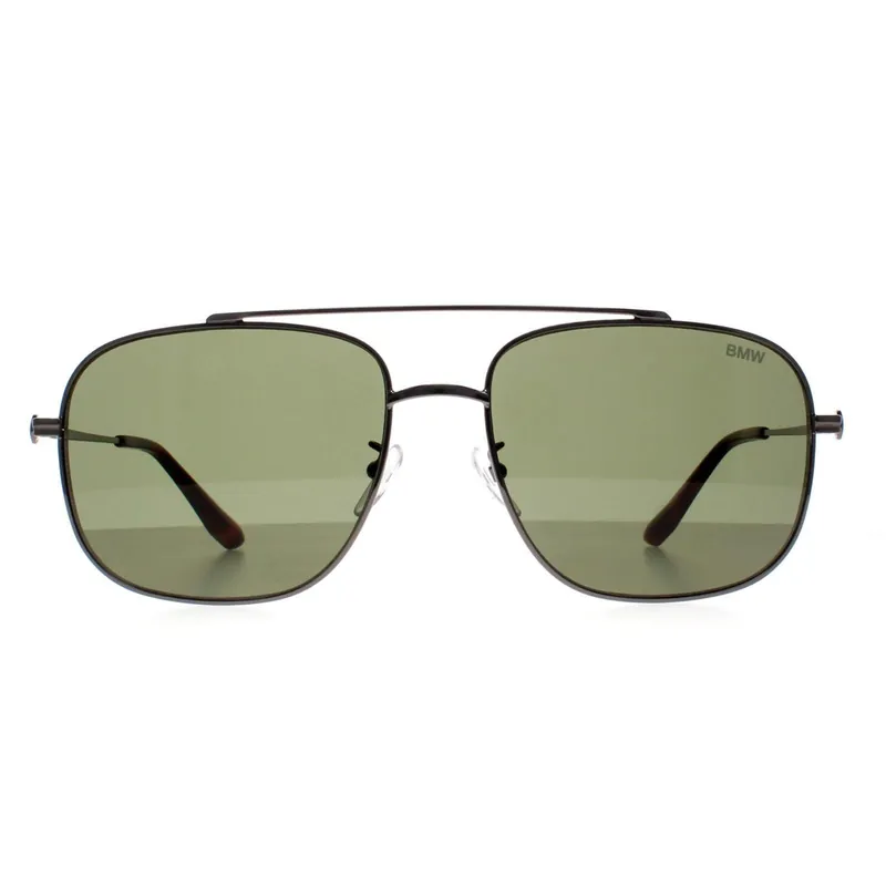Aviator Shiny Gunmetal Green BW0005 Sunglasses - BMW