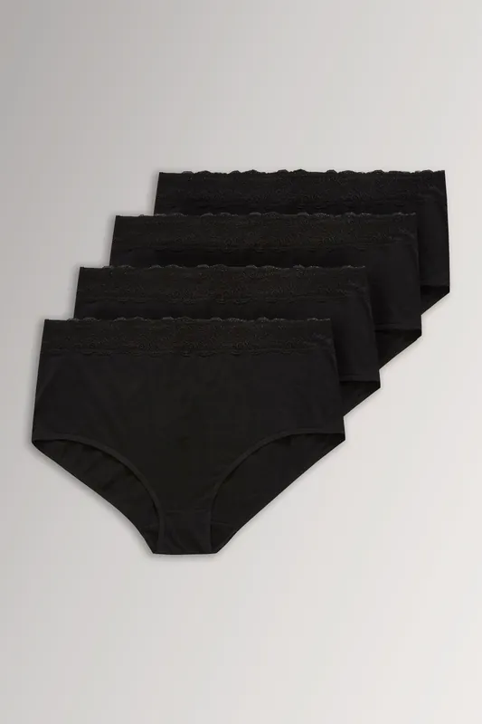 4 Pack Lace Trim Full Briefs - Yours
