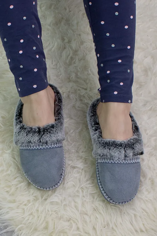 Stitched Faux Fur Winter Slippers - AJVANI