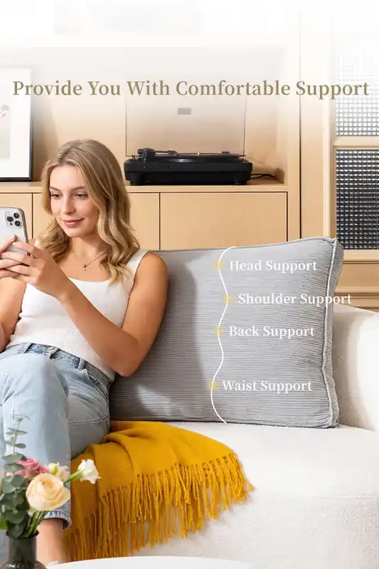 Soft Corduroy Bedside Headboard Pillow Reading - Living and Home