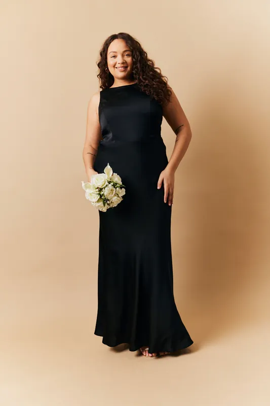Satin Cowl Back Maxi Dress - In The Style