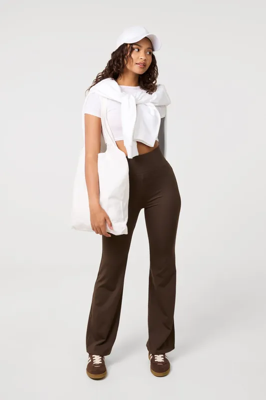 Brown Sports Flare Trousers - Pink Vanilla