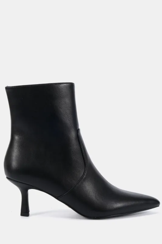 Wide Fit Kylie Mid Stiletto Heel Point Ankle Boot - Novo