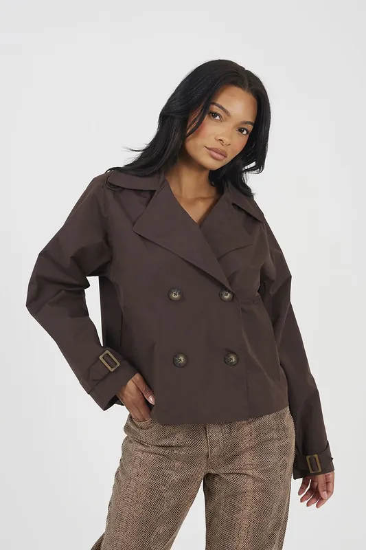 Double Breasted Short Trench Coat - Brave Soul