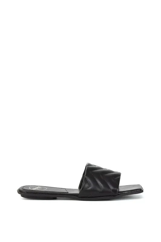 Cherry' Quilted Strappy Square Toe Slider Sandals - XY London