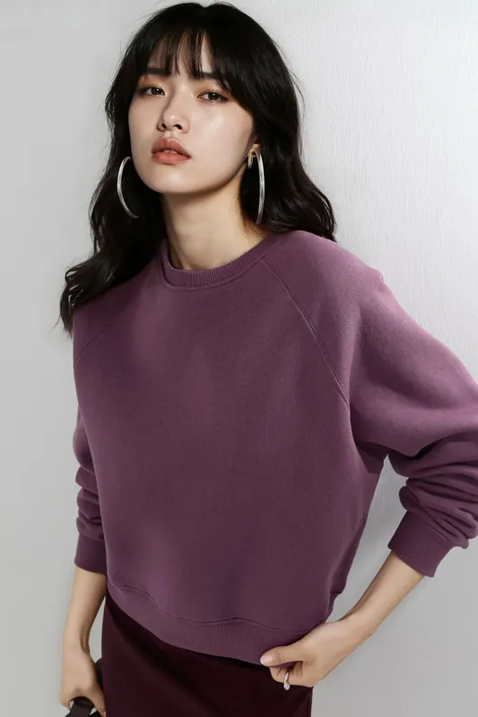 Crew Neck Long Sleeve Knitted Sweatshirt - Busem
