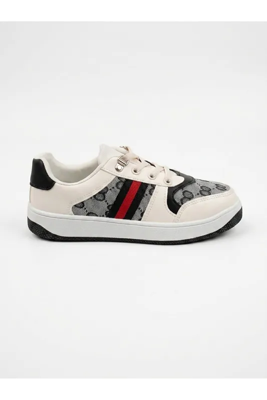 Pearl Patterned Panel Lace Up Trainers - IKRUSH