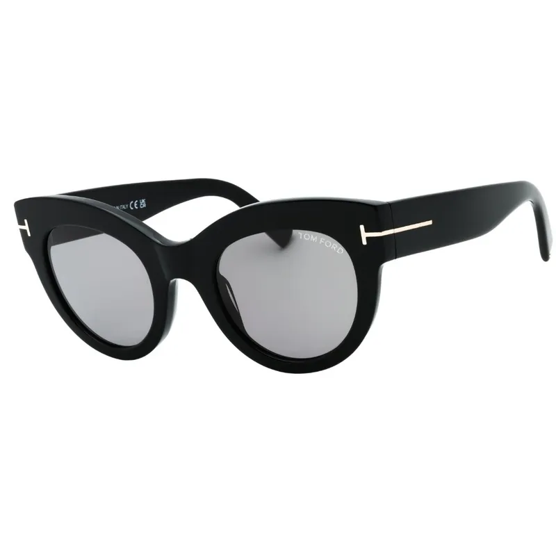 Lucilla Smoke Mirror Lens Shiny Black Thick Framed Sunglasses - Tom Ford