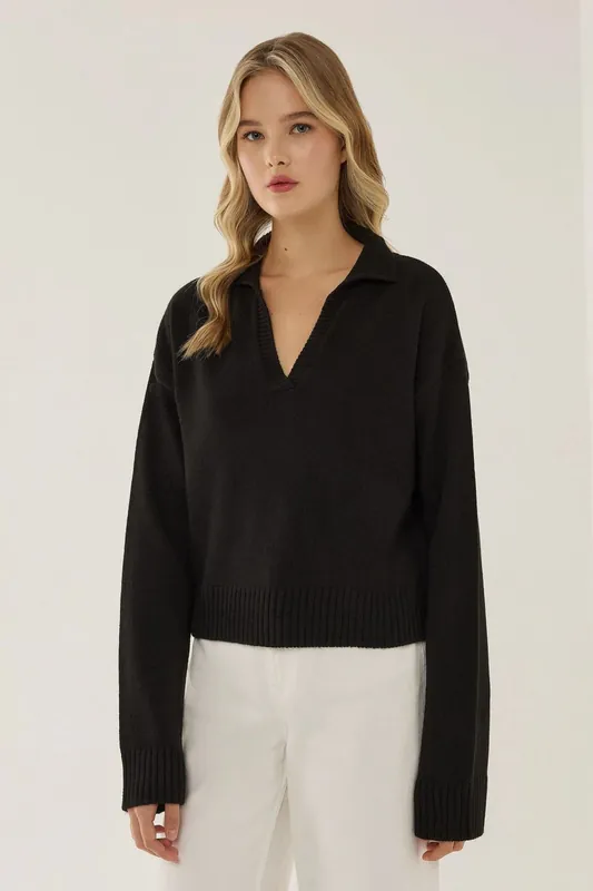 Polo Collar Knit Sweater - Hiccup