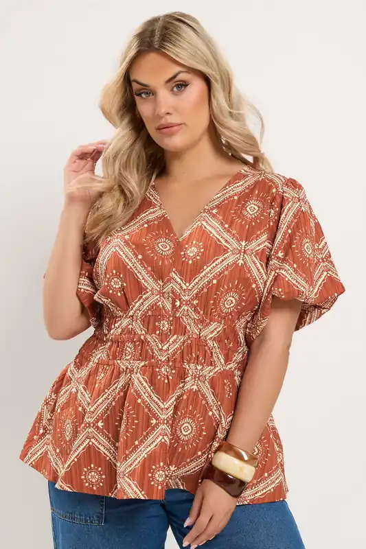 Abstract Puff Sleeve Blouse - Yours