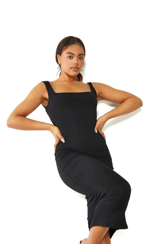 Black Bodycon Sleeveless Midi Dress - Shnoo