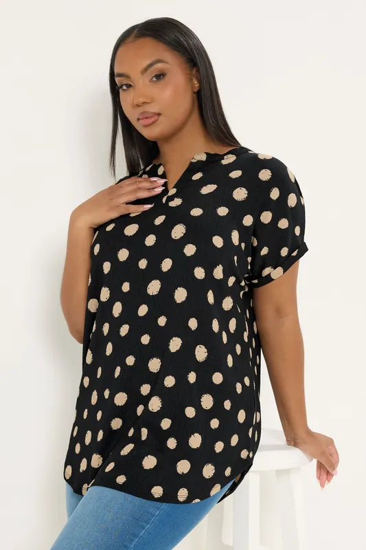 Polka Dot Notch Neck Top - Yours