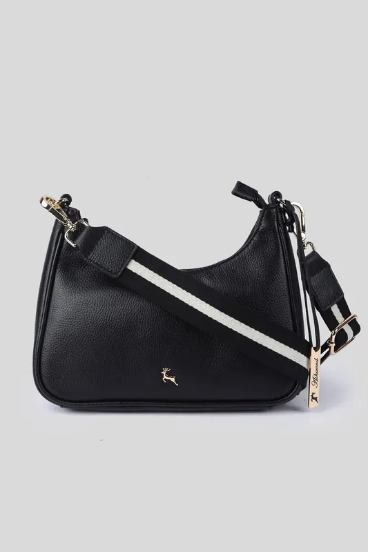 'Bella Toscana' Real Leather Crossbody Bag with Webbing Strap - Ashwood Leather