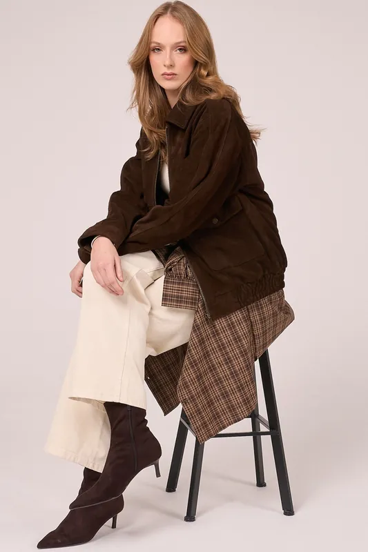 Real Suede Bomber Jacket - Barneys Originals