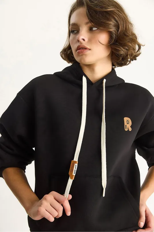 Embroidered Hooded Sweatshirt - Bianco Lucci