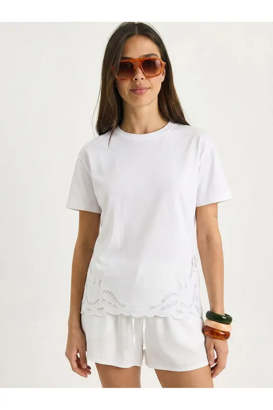 Embroidered Crew Neck T-Shirt