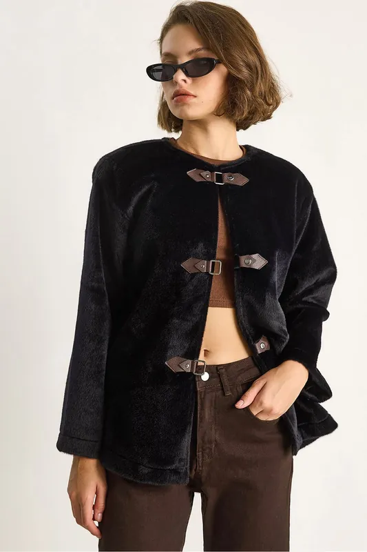 Belted Faux Suede Coat - Bianco Lucci