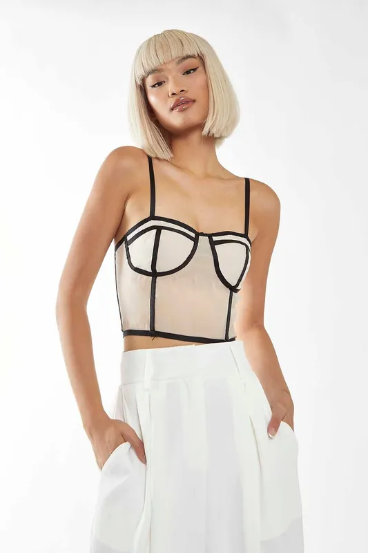 Corset Top in Nude Black - Shnoo