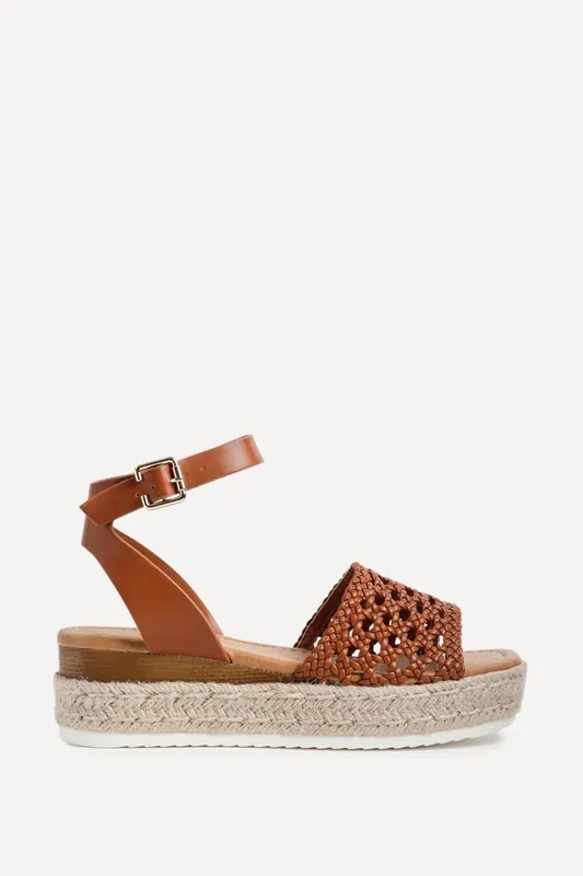 Sundown Tan Espadrille Flatform Sandals - Linzi
